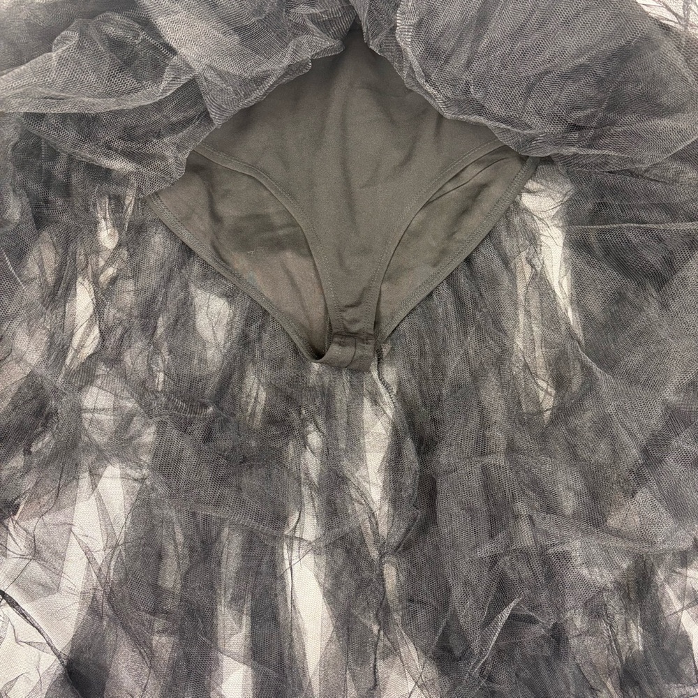 Fashion Nova Black Strapless Sheer Tulle Dress Built-In Briefs M Whimsigoth NEW - Picture 9 of 12